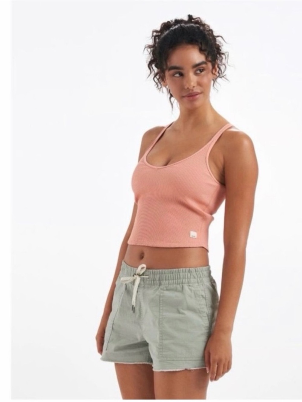 Vuori Ribbed Scoop Crop Tank - Dusty Rose
